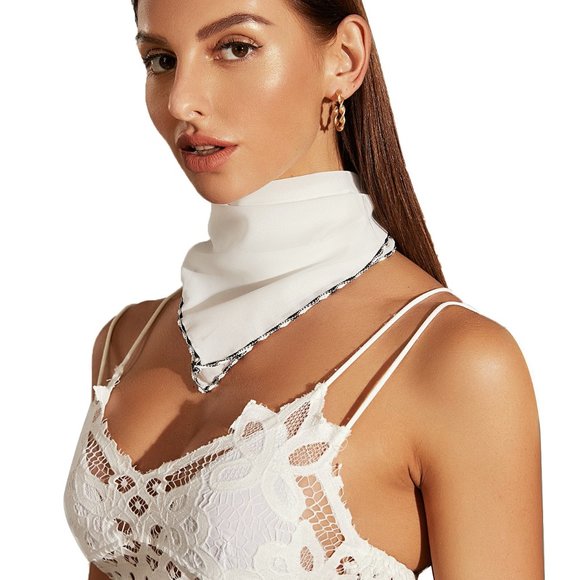 NEW Sheer White with Contrast Trim Face Mask - Picture 2 of 5